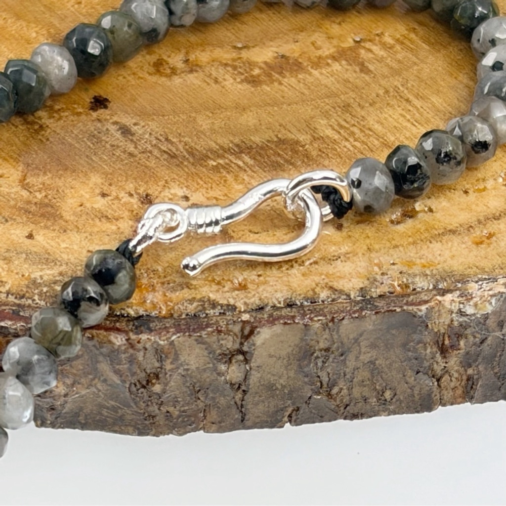 Blue Labradorite Pendant Moonstone Necklace Pure Sterling Silver 925 Boho New - Picture 6 of 9